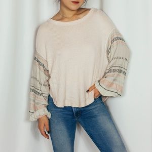 NEW // On My Way Contrast Embroidery Top